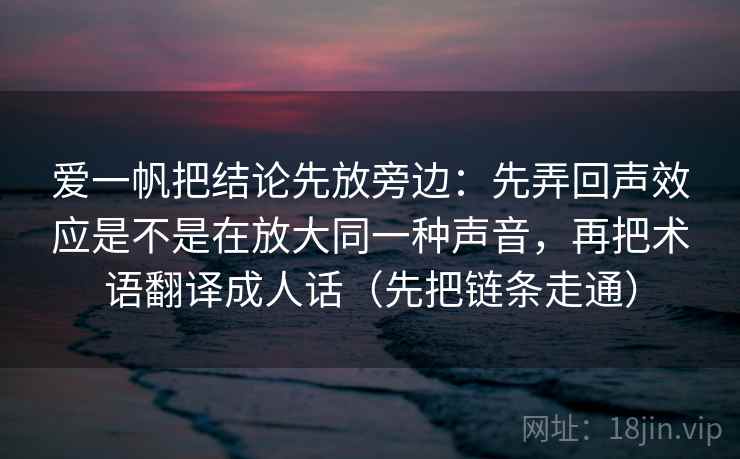 爱一帆把结论先放旁边：先弄回声效应是不是在放大同一种声音，再把术语翻译成人话（先把链条走通）