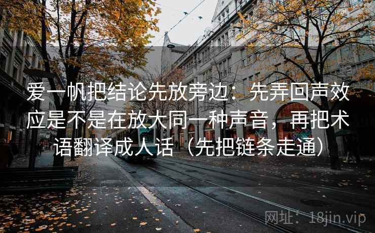 爱一帆把结论先放旁边：先弄回声效应是不是在放大同一种声音，再把术语翻译成人话（先把链条走通）